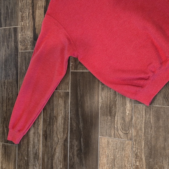 Port & Co Heather Red Fleece Crewneck Long Sleeve Sweatshirt, Women's S Men's XS - Picture 4 of 14